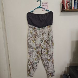 Anthropologie Lilka Strapless Floral Print Jumpsuit Size Large Sz L Boho Fashion